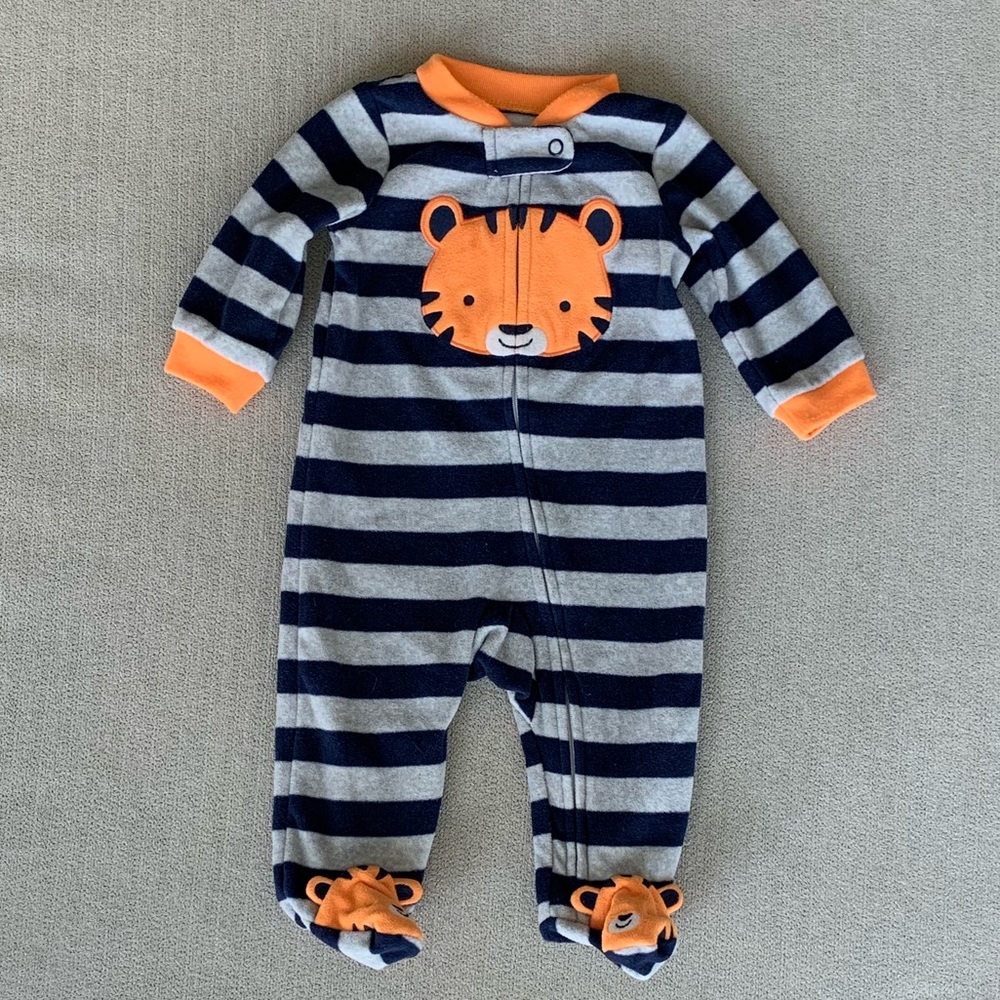 Striped Tiger Fleece Footed PJs 🐯